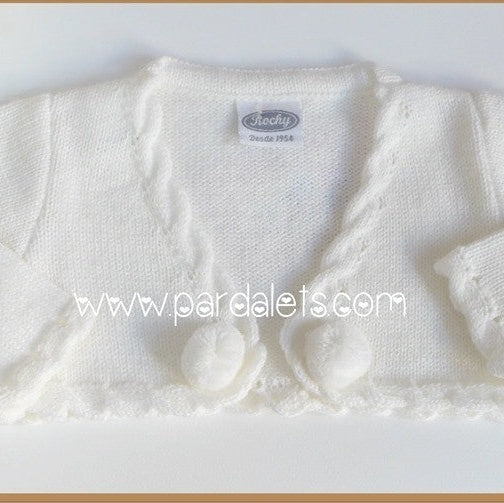 Chaqueta lana beig con 2 pompones