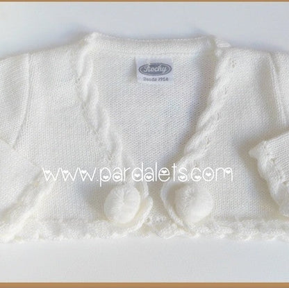 Chaqueta lana beig con 2 pompones