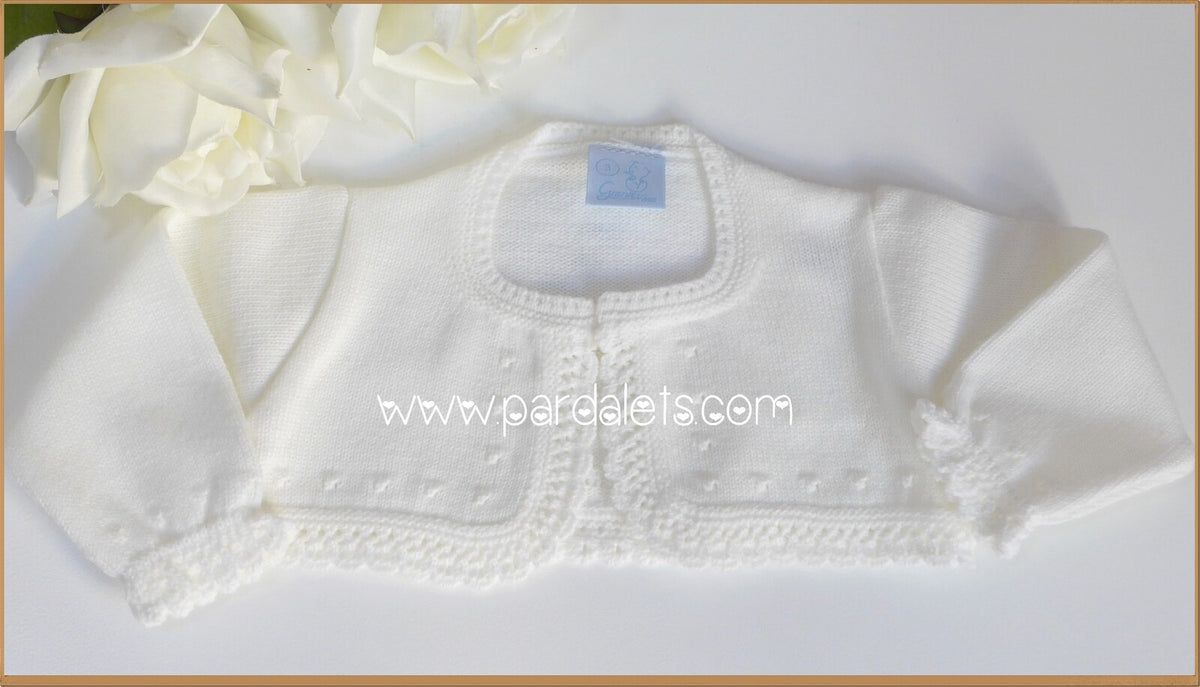 Chaqueta lana beig con calados  y garbanzitos