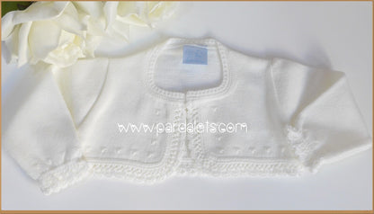 Chaqueta lana beig con calados  y garbanzitos