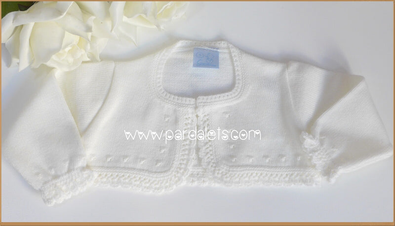 Chaqueta lana beig con calados  y garbanzitos