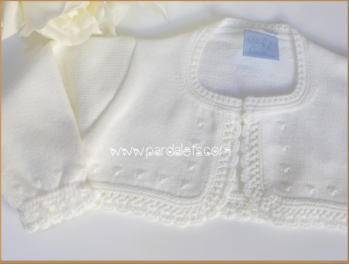 Chaqueta lana beig con calados  y garbanzitos