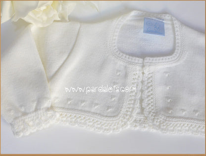 Chaqueta lana beig con calados  y garbanzitos
