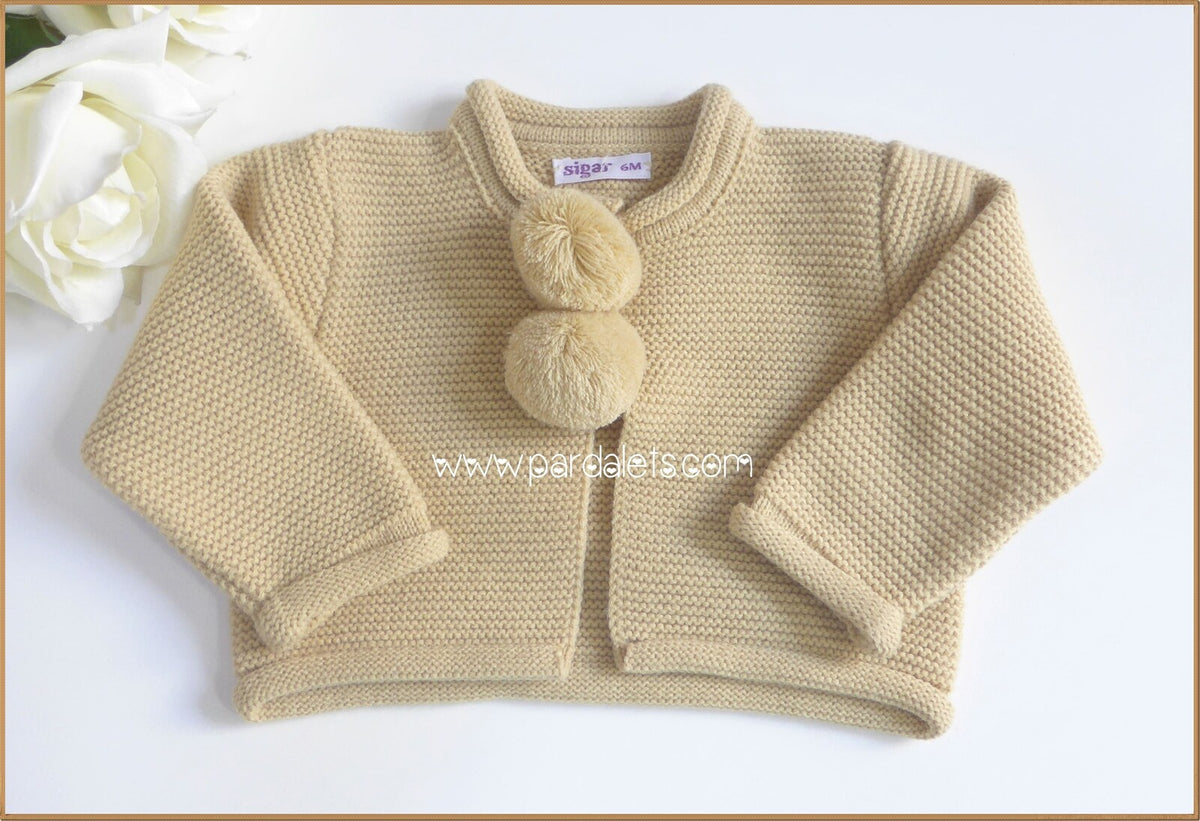 Chaqueta larga 2 pompones camel