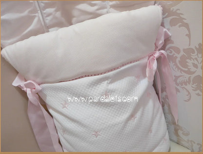 Saco silla universal pique blanco y estrellas rosas - PARDALETS