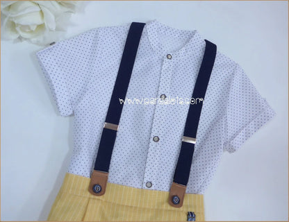 Conjunto camisa topitos short amarillo y tirantes "Dali" - PARDALETS