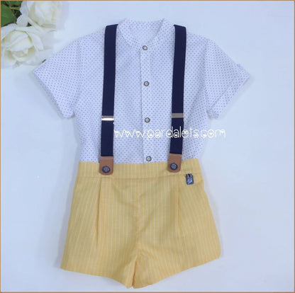 Conjunto camisa topitos short amarillo y tirantes "Dali" - PARDALETS