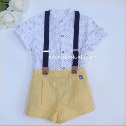 Conjunto camisa topitos short amarillo y tirantes "Dali" - PARDALETS
