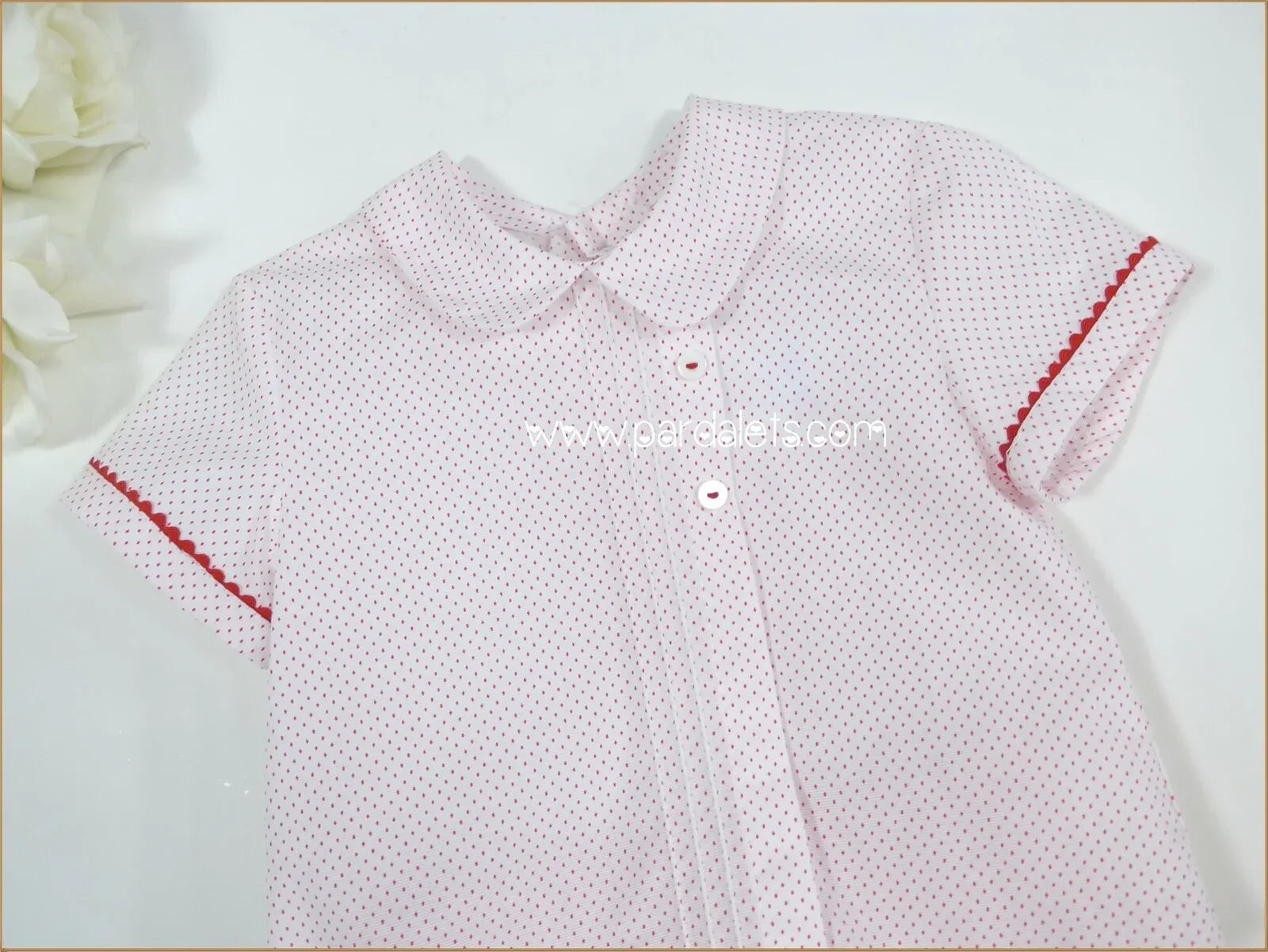 Conjunto niño camisa topito rojo y bombacho "Amapolas" - PARDALETS