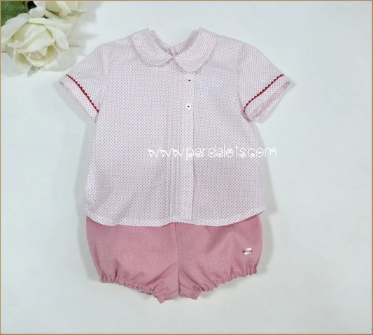 Conjunto niño camisa topito rojo y bombacho "Amapolas" - PARDALETS