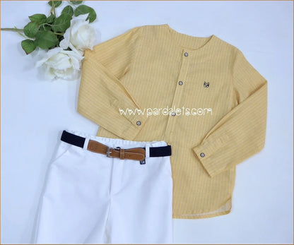 Conjunto camisa amarilla y short blanco con cinturon "Dali" - PARDALETS
