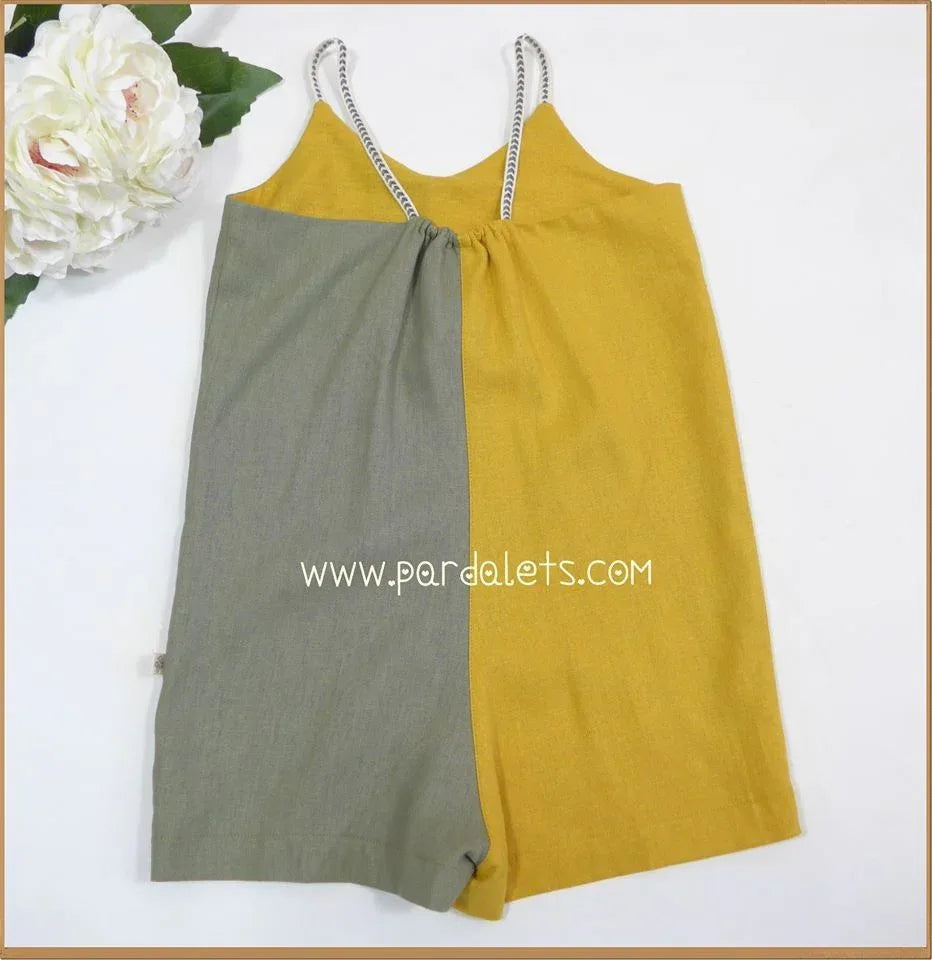 Mono tirantes bicolor mostaza y caki - PARDALETS