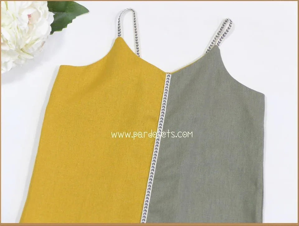 Mono tirantes bicolor mostaza y caki - PARDALETS