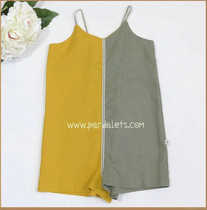 Mono tirantes bicolor mostaza y caki - PARDALETS