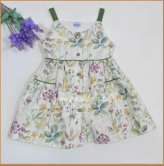 Vestido estampado flores verdes y moradas - PARDALETS
