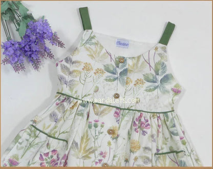 Vestido estampado flores verdes y moradas - PARDALETS