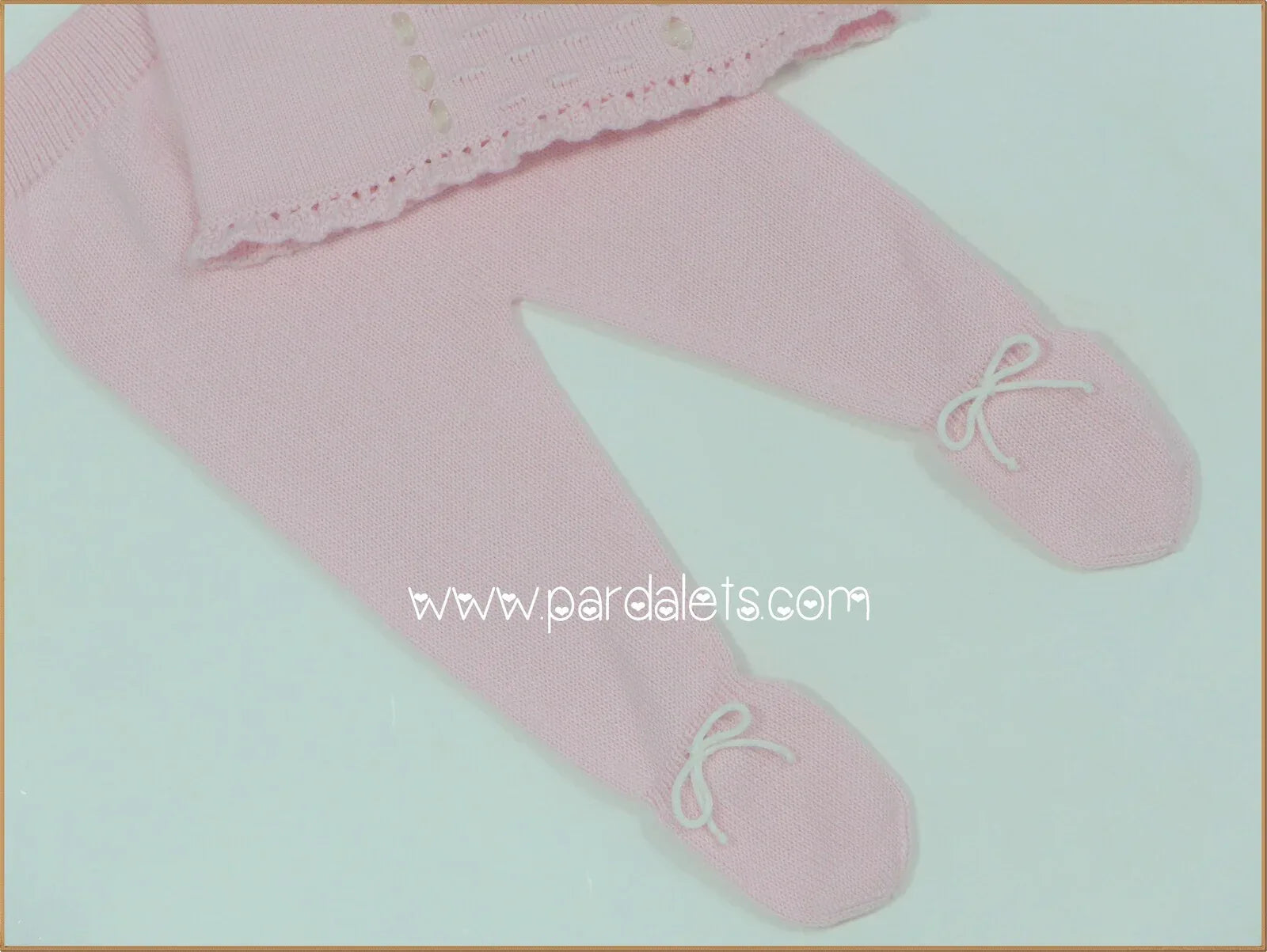 Jubon y polaina rosa empolvado con cuello - PARDALETS