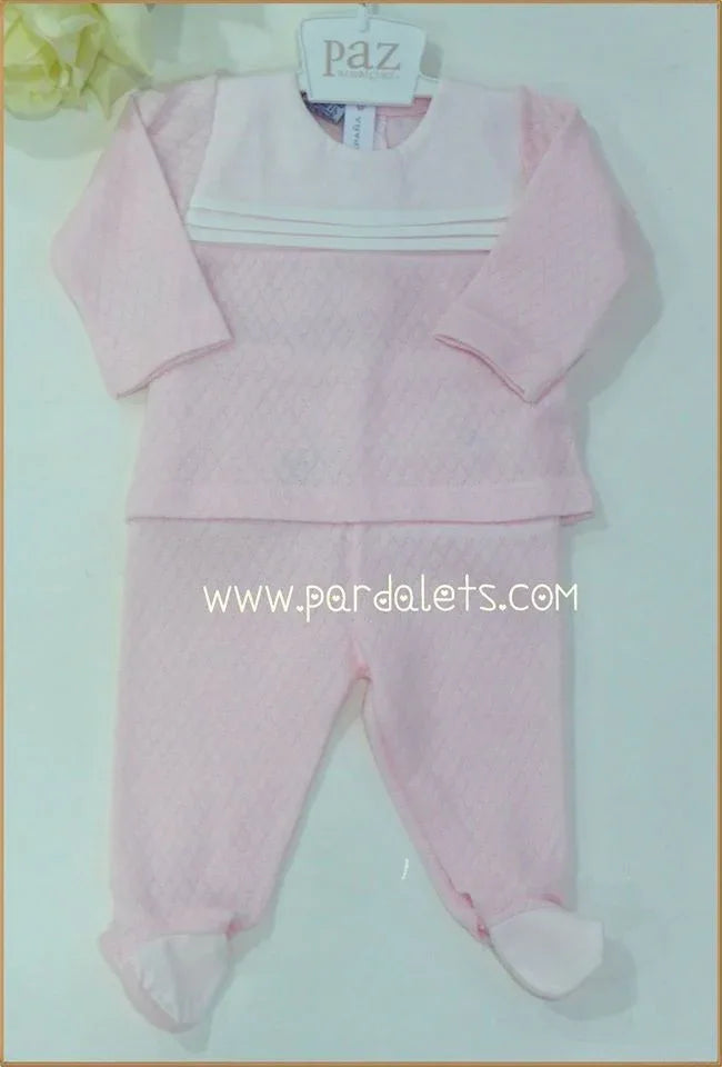 Jubon y polaina rosa con canesu blanco - PARDALETS