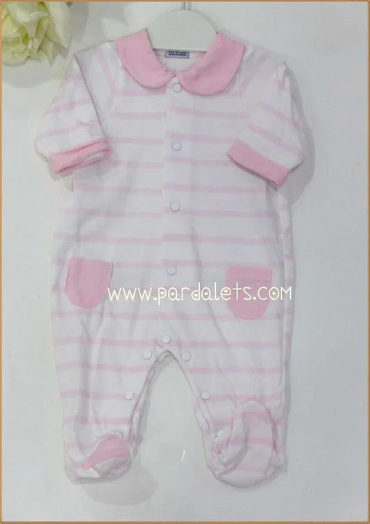 Pelele rayas rosas y 2 bolsillos - PARDALETS