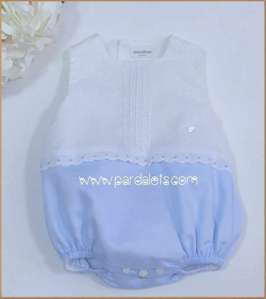 Pelele azul y topitos grises "Paula" - PARDALETS