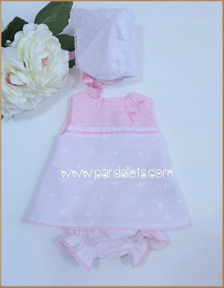 Jesusito rosa estrellas con capota "Noa" - PARDALETS