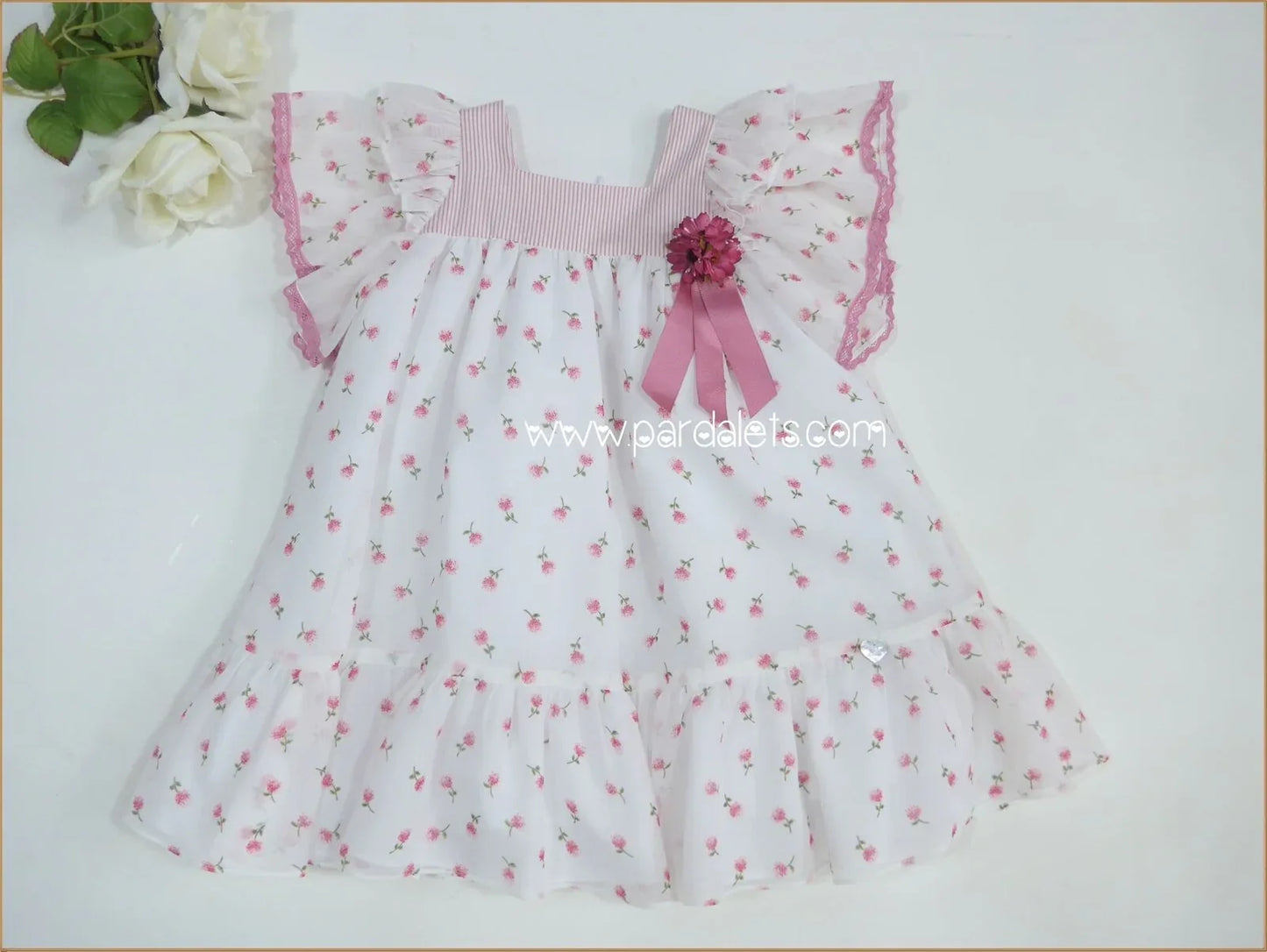 Vestido gasa florecitas buganvilla "Murillo" - PARDALETS