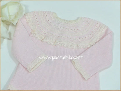 Jubon y polaina rosa con puntilla beig - PARDALETS