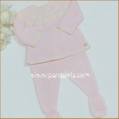 Jubon y polaina rosa con puntilla beig - PARDALETS