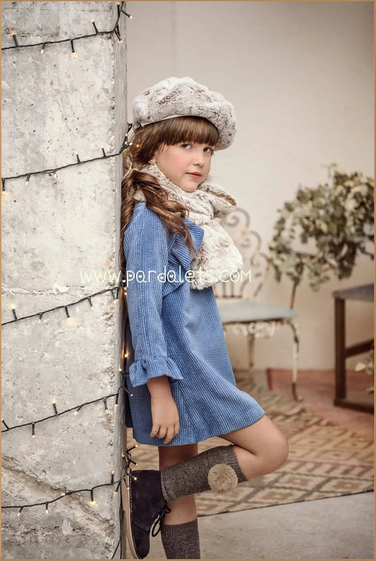 Vestido pana celeste empolvado y volantes "Magia" - PARDALETS