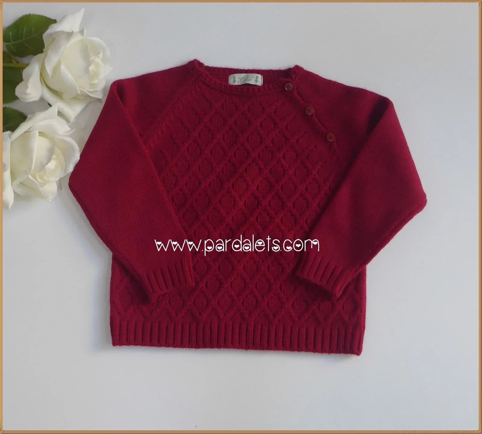 Jersey de lana granate con rombos - PARDALETS