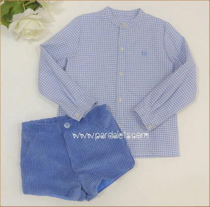 Conjunto camisa cuadritos azules y short pana azul "Magia" - PARDALETS