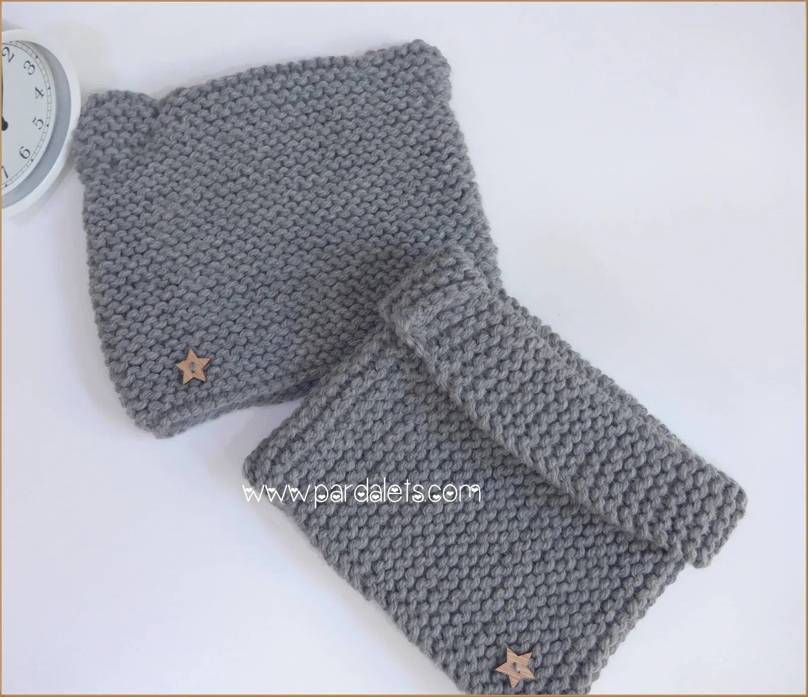 Gorro lana merino gris modelo orejitas - PARDALETS