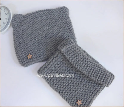 Gorro lana merino gris modelo orejitas - PARDALETS