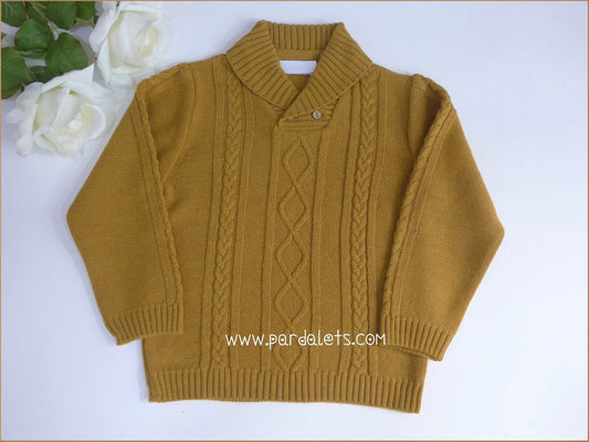 Jersey mostaza con ochos y cuello smoking - PARDALETS