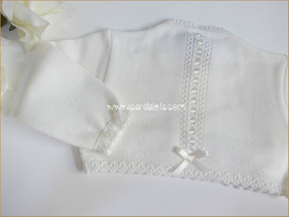 Chaqueta lana beig con pasacintas beig