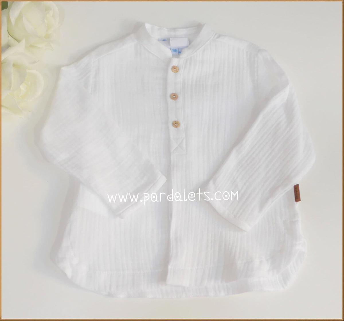 Camisa blanca bambula cuello mao