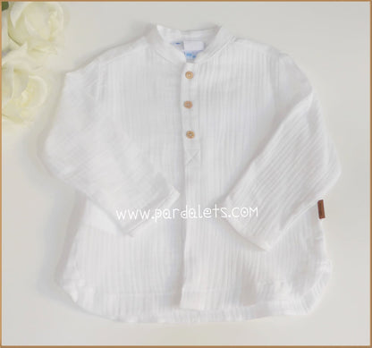 Camisa blanca bambula cuello mao