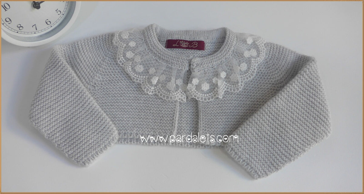 Chaqueta lana gris con puntilla