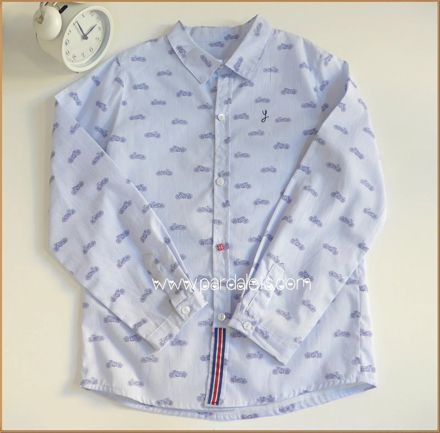 Camisa azul con motos - PARDALETS
