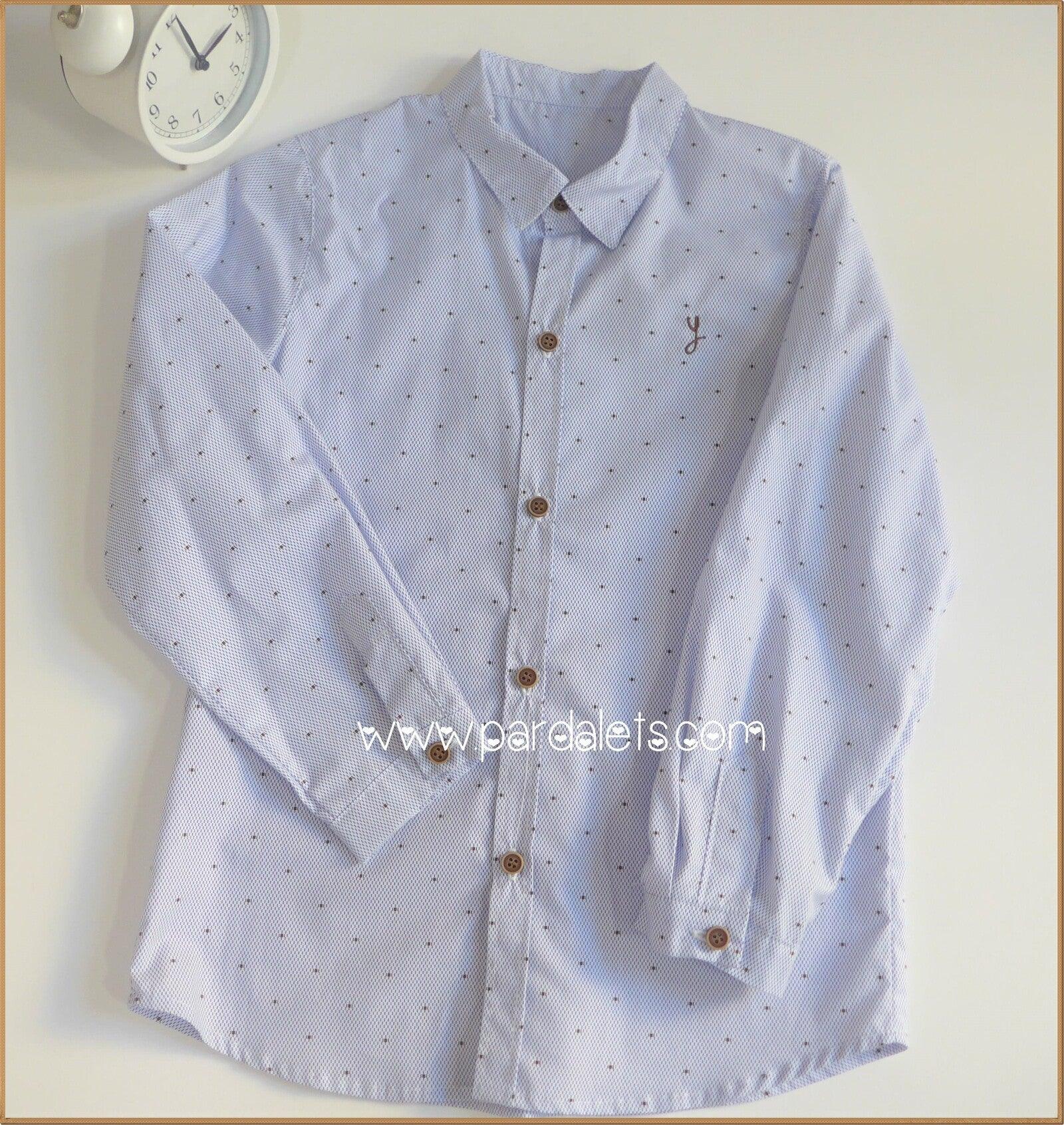 Camisa azul con topitos marrones - PARDALETS