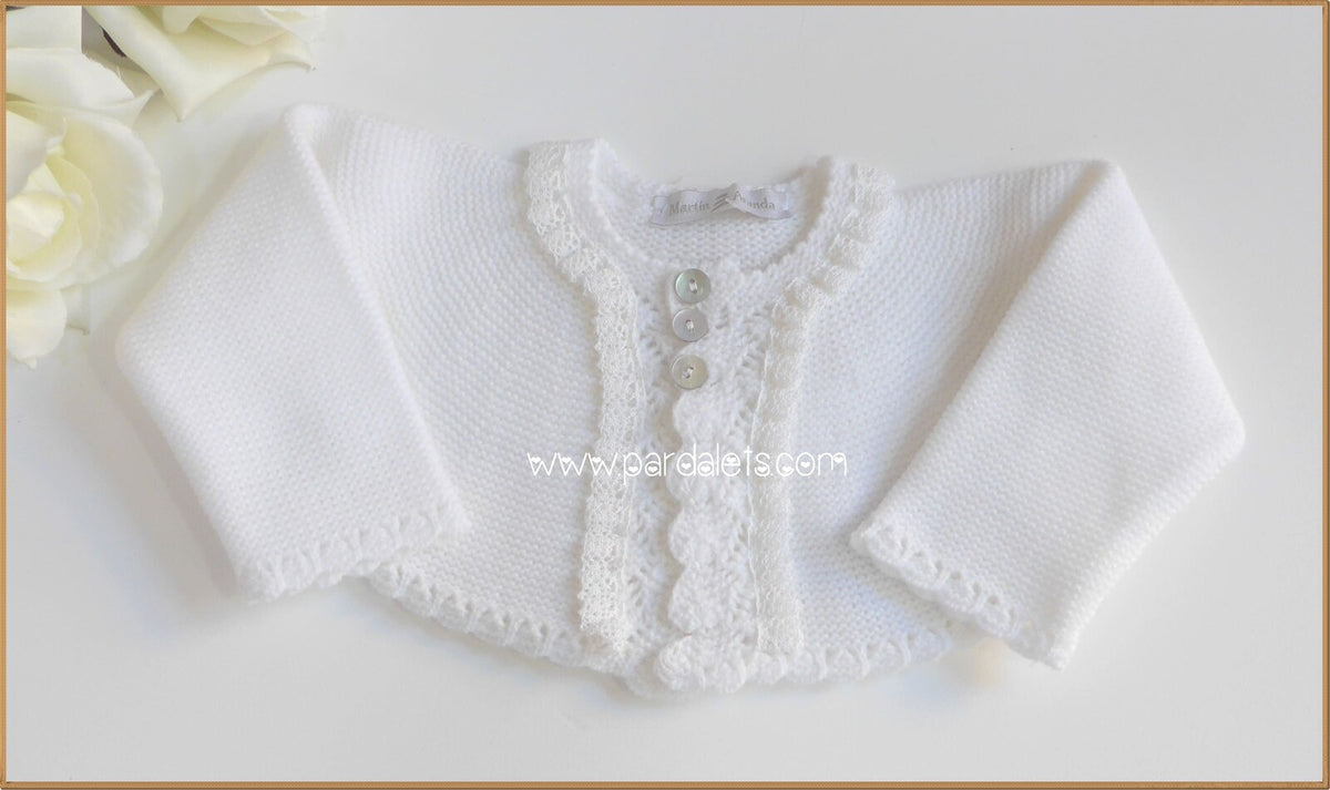 Chaqueta lana blanca con puntilla