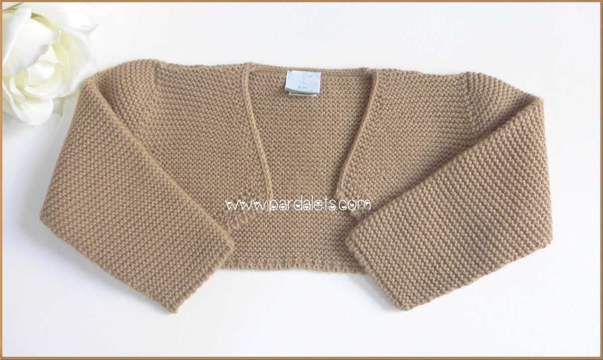 Chaqueta corta lana camel punto bobo
