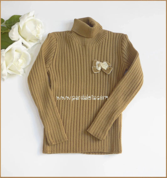 Jersey canale cuello alto camel con lazo - PARDALETS