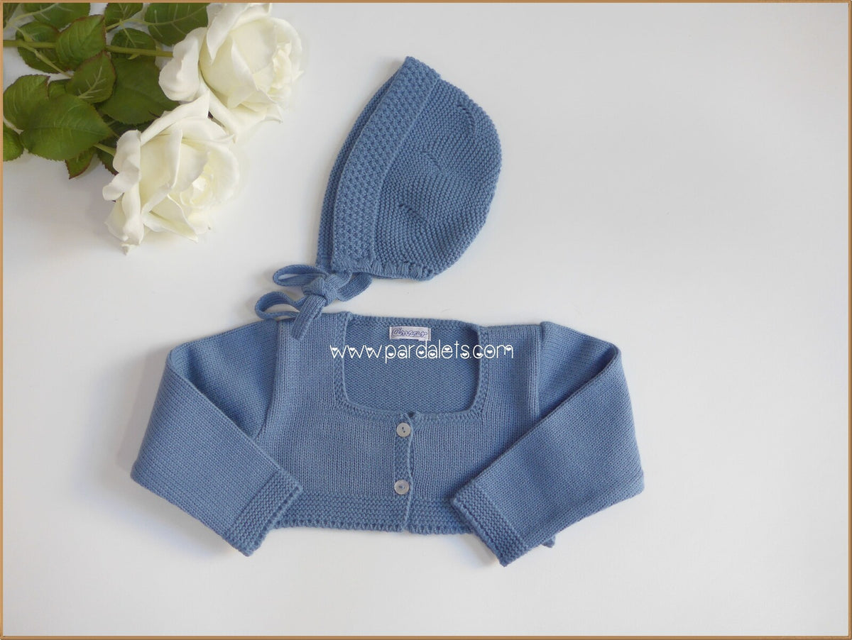 Chaqueta azul empolvado y capota