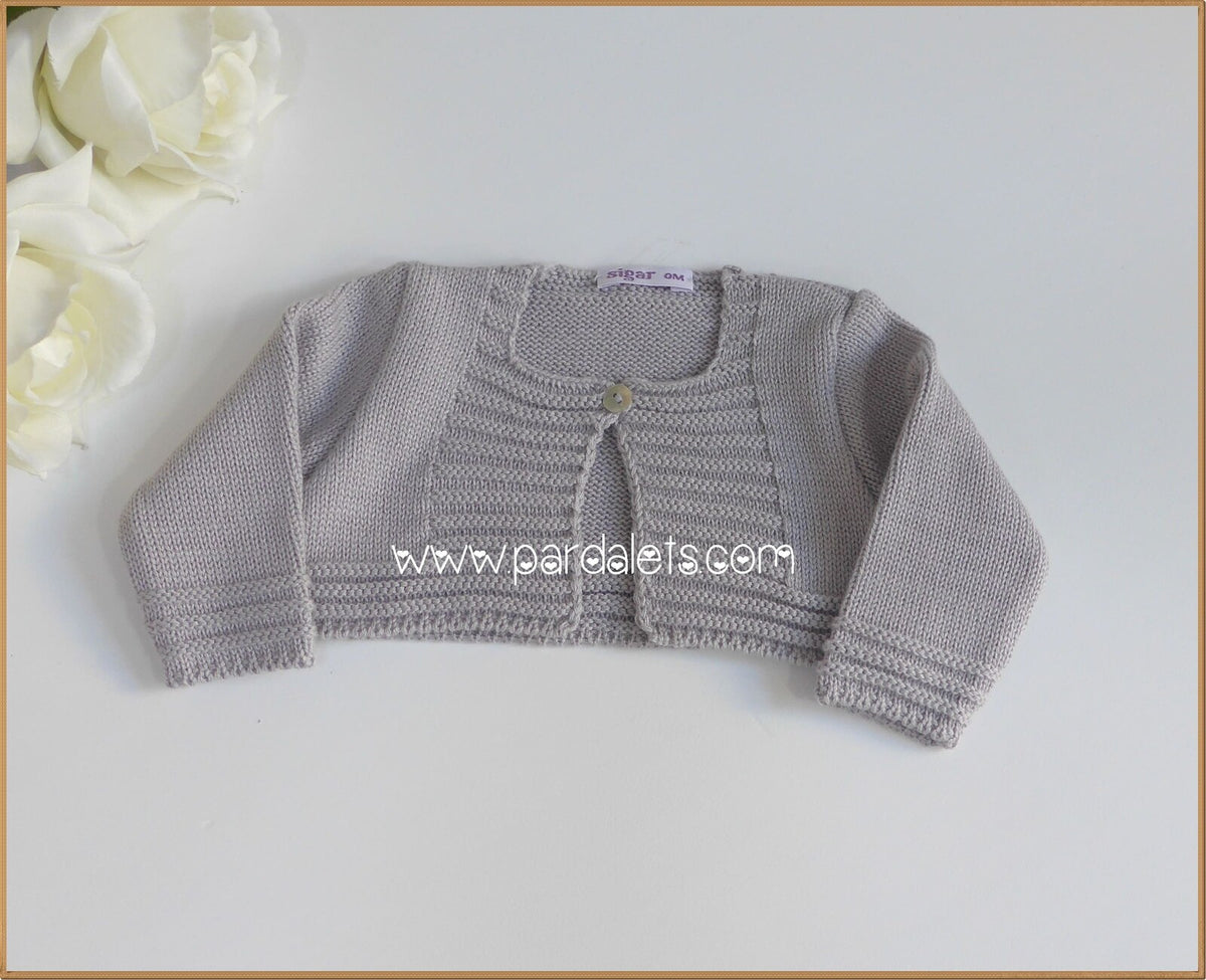 Chaqueta corta algodon gris con detalles
