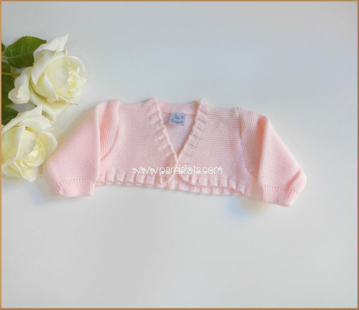 Chaqueta corta lana rosa bebe