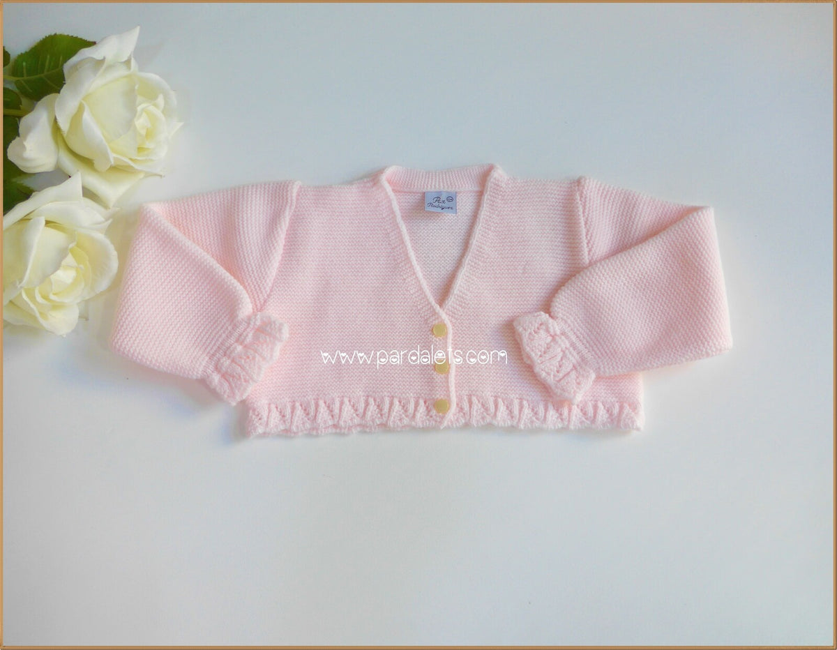 Chaqueta corta lana rosa punto bobo