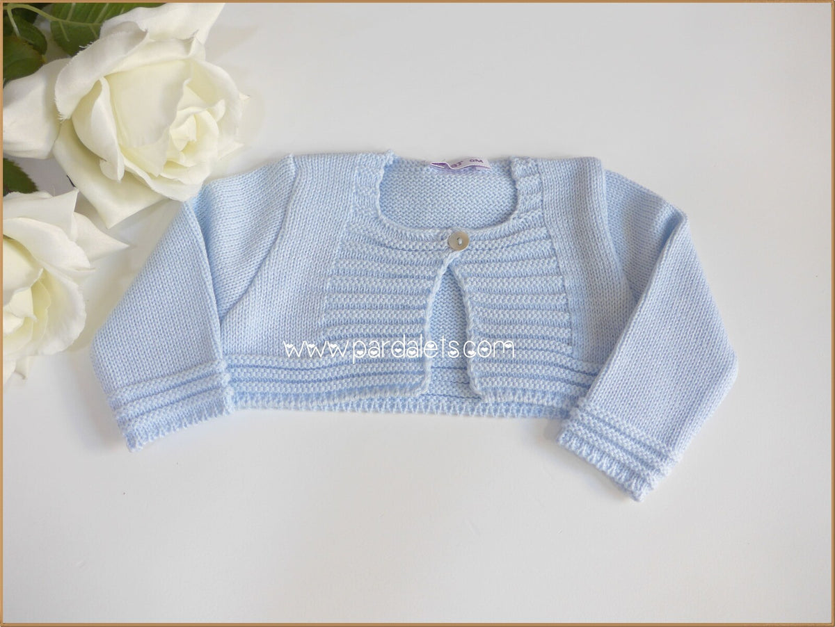 Chaqueta corta algodon celeste con detalles