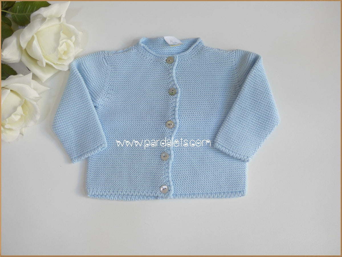 Chaqueta larga punto bobo celeste