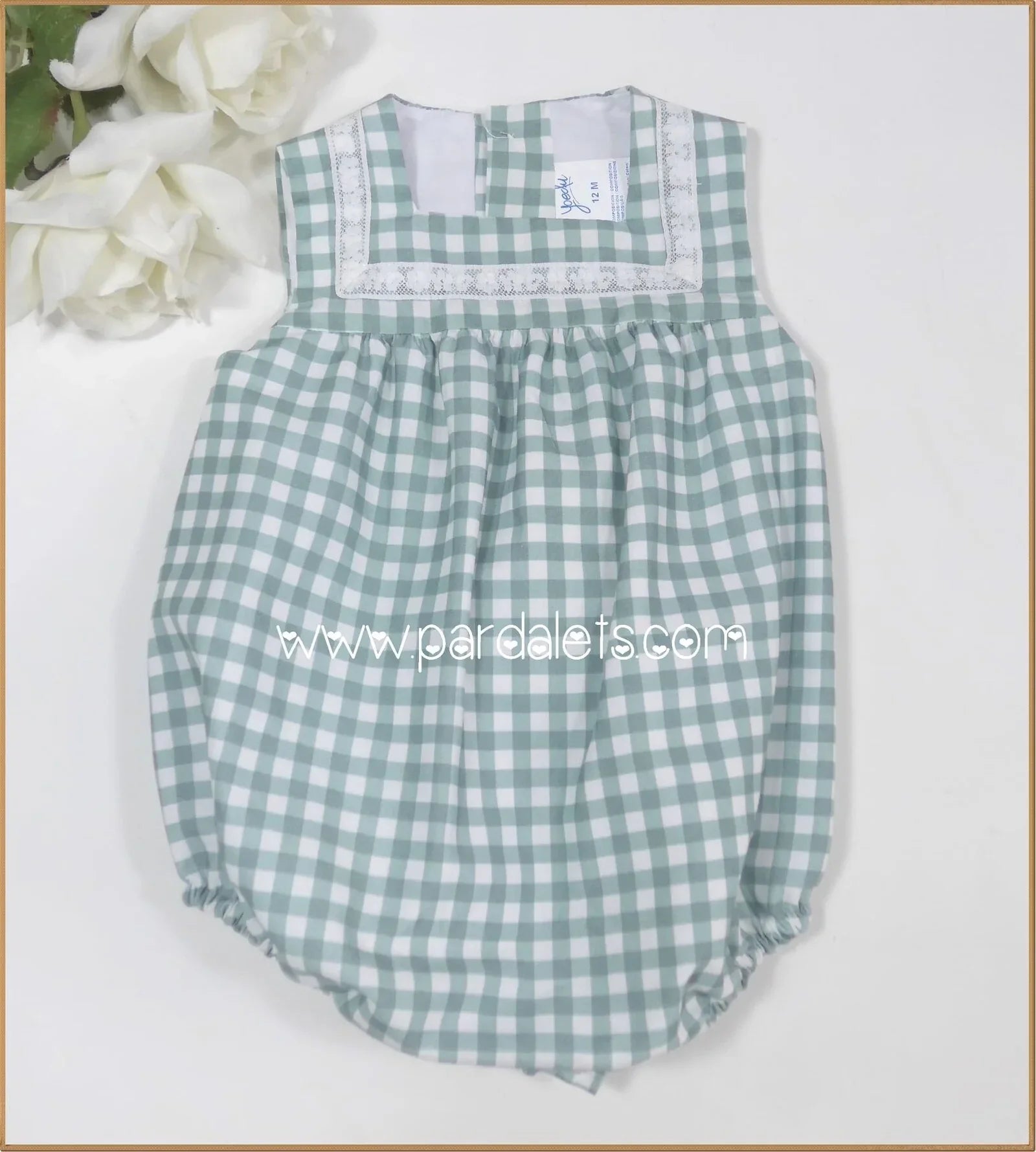 Pelele vichy verde empolvado "Baya" - PARDALETS